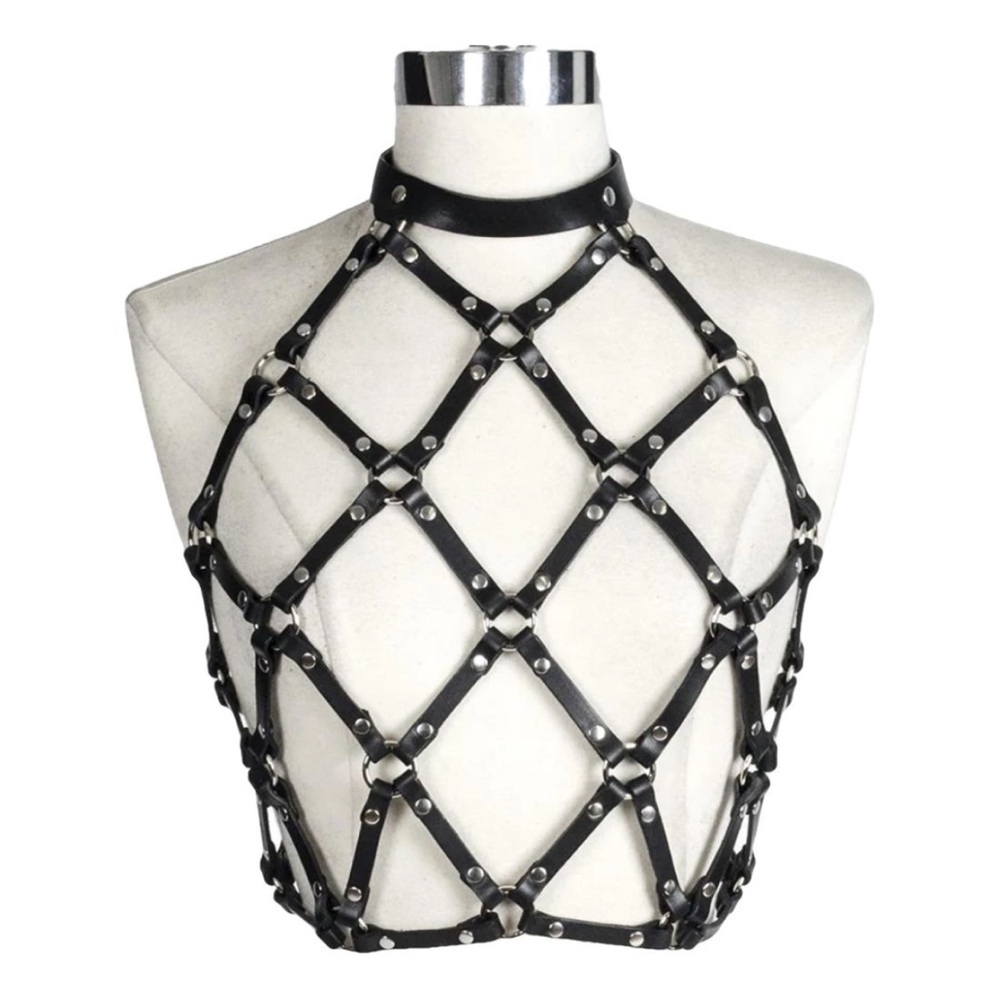 Zana Bayne PAMELA halter top/ Black Leather studded Harness
